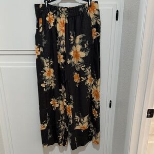 Free People Black and Tan Patterned Pants